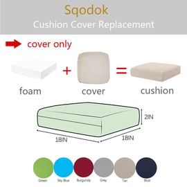 Sqodok Patio Cushion Covers, Waterproof Outdoor Cushion Covers Replacement, Patio Cushion Seat Slicovers for Sectional Sofa, Chair, Outdoor Wicker Patio Sofa (Tan, 18"x18"x2"-4 Pack-Cover ONLY)