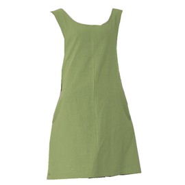 AOBBYBBS Cotton Linen Japanese Apron Halter Cross Back Bandage X Shape Aprons Two Pockets, Shallow Grass Green, 31' Lenght, 18-25' Width'