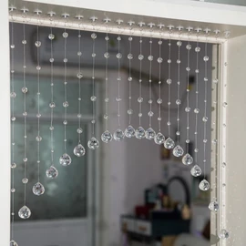 Hanbinsen 20 Strings Crystal Beaded Curtain, Arched Door String Curtain, Hanging Doorway Room Divider Suitable for Home, Coffee House, Bedroom, Restaurant. (Clear)
