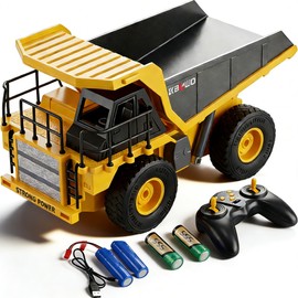 Remote Control Dump Truck for Kids Adults with 4 Battiries 50-Min Playtime