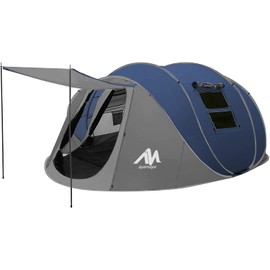 6 Person Easy Pop Up Tents for Camping - AYAMAYA Double Layer Waterproof Instant Tent with Vestibule & Porch, Large Size Family Tent Automatic Setup for 4-6 People Camping Hiking (Poles Included)