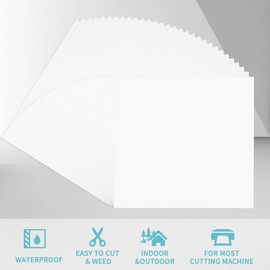Huaxing Matte White Permanent Vinyl, 30 Pack 12” x 12” for Cricut & Silhouette Cameo Cutters, Crafts, Signs, Scrapbooking, Waterproof, Indoor-Outdoor Use