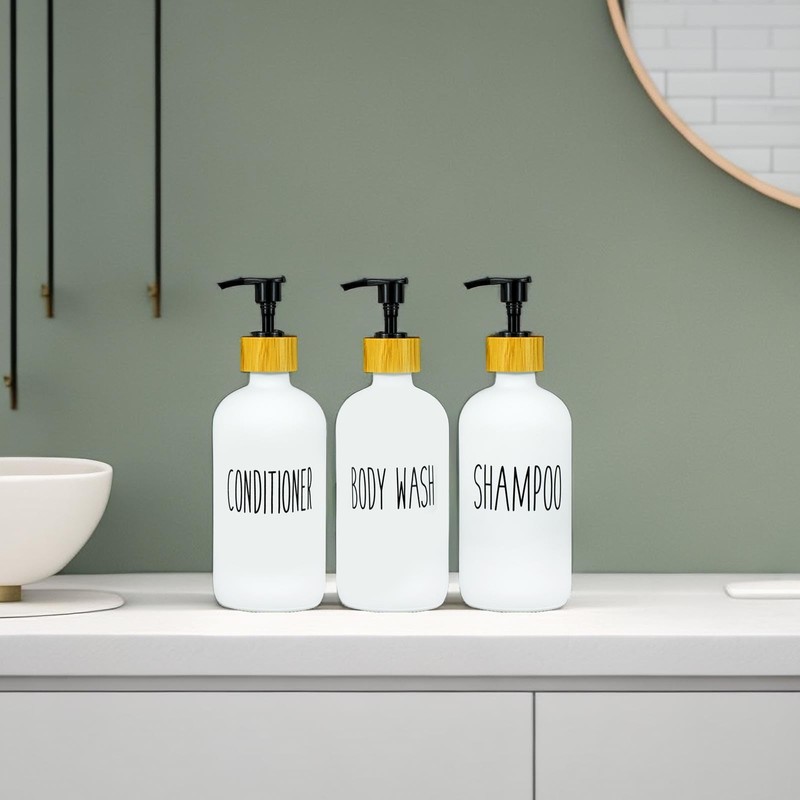Shampoo and Conditioner Dispenser Set, Refillable Bathroom Shampoo and Conditioner