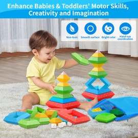 Hieoby Montessori Toys for 1 2 3 4 Year Old Boys Girls Toddlers Preschool Learning Activities 30Pcs Building Blocks Stacking Educational Toys STEM Sensory Gifts for Kids Age 1-2 2-4