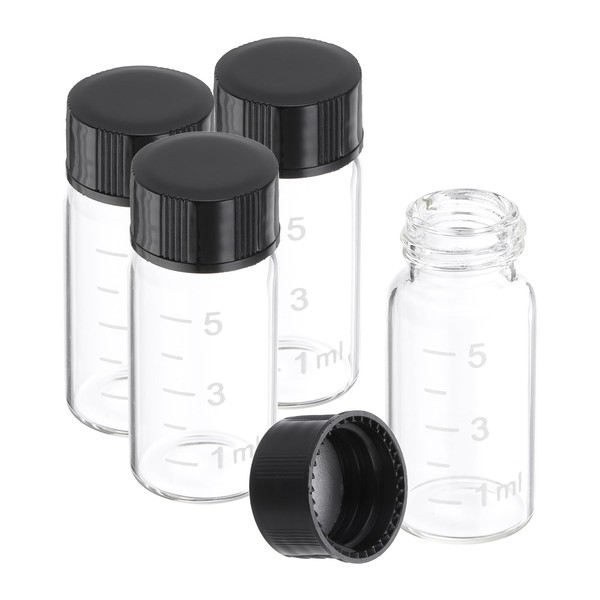 PATIKIL 4pcs 5ml Small Clear Glass Vials with Black Screw