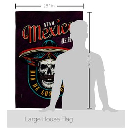 Angeleno Heritage Viva Mexico House Flag Eagle Set Fall Day of Dead Dia De Los Muertos Fiesta Mexican Party Autumntime Decoration Banner Small Garden Yard Gift Double-Sided, Made in USA