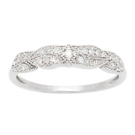 10k White Gold Diamond Vintage Style Anniversary Ring (1/7 cttw, I-J Color, I2-I3 Clarity)