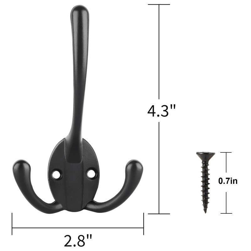 IBosins 6 Pack Big Heavy Duty Three Prongs Coat Hooks