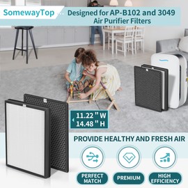 AP-B102 Replacement Filter Set Compatible with Alexapure Breeze Air Pur ifier Filters Replacement AP-B102 and 3049 3-IN-1 Air Cleaner for Home 1X H13 True HEPA and 1X Activated Carbon Filters