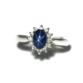 Salish Sea Inspirations Oval Created Star Sapphire and Cubic Zirconia Sterling Silver Ring