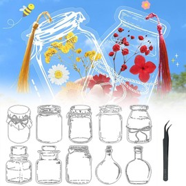 URROMA Transparent Dried Flower Bookmark, 40 Pcs Self-Made Dried Flower Plant Creative Bookmark Bottle Jar Shape Bookmark for DIY Handmade Supplies