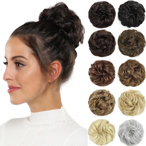 Rose bud Messy Bun Hair Pieces For Women Light Ash
