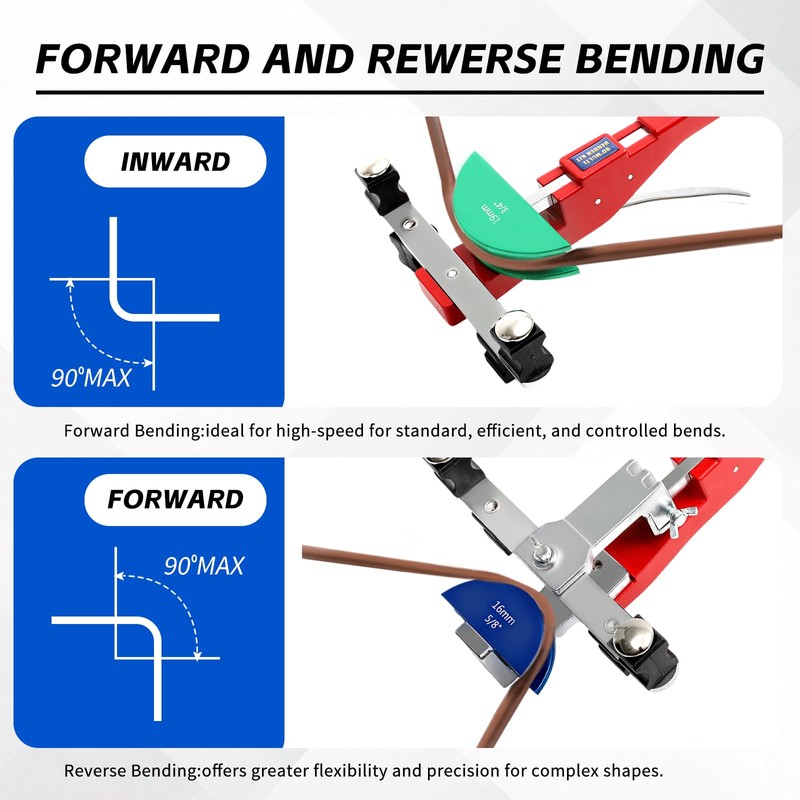 kuailebuy Tube Bender Kit, for 1/4"-7/8" O.D. 90° Forward/Reverse Bending