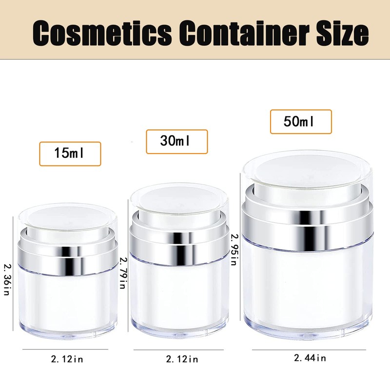 50ml Round Airless Pump Cream Container, Refillable Dispenser Cream Empty