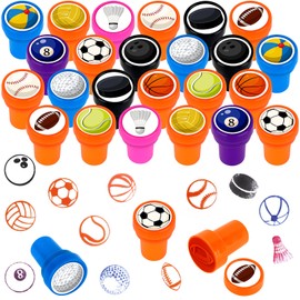 Hxezoc 24 Pieces Sports Balls Print Stamp, Colorful Self Inking Party Favors Assorted Stamp Set for Sport Party Classroom Party Educational Learning Activities Supplies