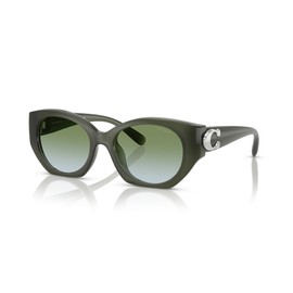COACH Women's HC8407U Maxi C Hardware Universal Fit Oval Sunglasses, Milky Moss/Moss Aqua Gradient, 52 mm