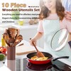Onader Wooden Kitchen Utensils Set with Holder, 10Pcs Teak Wood