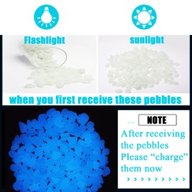 Oubest Glow in The Dark Pebbles/Glow Stones/Glowing Rocks Blue Decor for Garden/Fish Tank/Aquarium/Walkway/Driveway/Plant Pots/Bonsai (100, White)