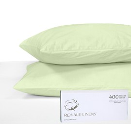 Royale Linens 400 Thread Count 100% American Grown Cotton Pillowcase Set - Luxury Sateen Queen Pillow case - 20"x30" Inch - Soft & Smooth Set of 2 Sage Green Pillowcases - (Queen, Florentine Sage)
