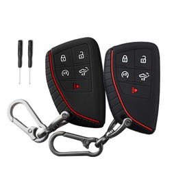 QBUC 2 Pcs Key Fob Cover for Chevy,5 Buttons Silicone for GMC Key Fob Cover,Fit for 2022 2023 2024 2025 Chevy Silverado 1500 GMC Sierra 1500, 2024 2025 Silverado Sierra 2500HD 3500HD with Keychain