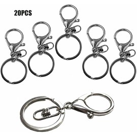 20Pcs Keychain Hooks with Key Rings,Party BESTBUY Keychain Ring for Crafts,Swivel Trigger Clips with Flat Split Keychain Ring and Swivel Clasps Hook Lanyard Clips for DIY Craft Making Silver