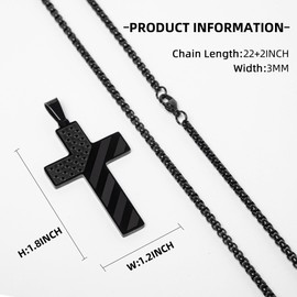 American Flag Cross Necklace for Men.Black Cross Necklace Bible Verse Stainless Steel American Flag Pendant Chain for Men.Graduation Father's Day Birthday Gifts