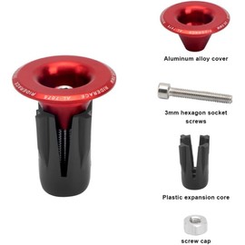 1Pc Red Pair Bike Handlebar End Plugs, Adjustable Bike Bar End Plugs, Handle Bar Plug, Bicycle Grip End Cap, Aluminum Alloy Handlebar Caps Parts and Components,Bike Grips