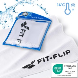 Fit-Flip Cooling Towel - Cooling Towel and Microfibre Cooling Towel - Cooling Sports Towel - Airflip Towel for Fitness and Sports - Ice Towel Cooling Towel (White, 100 x 30 cm)