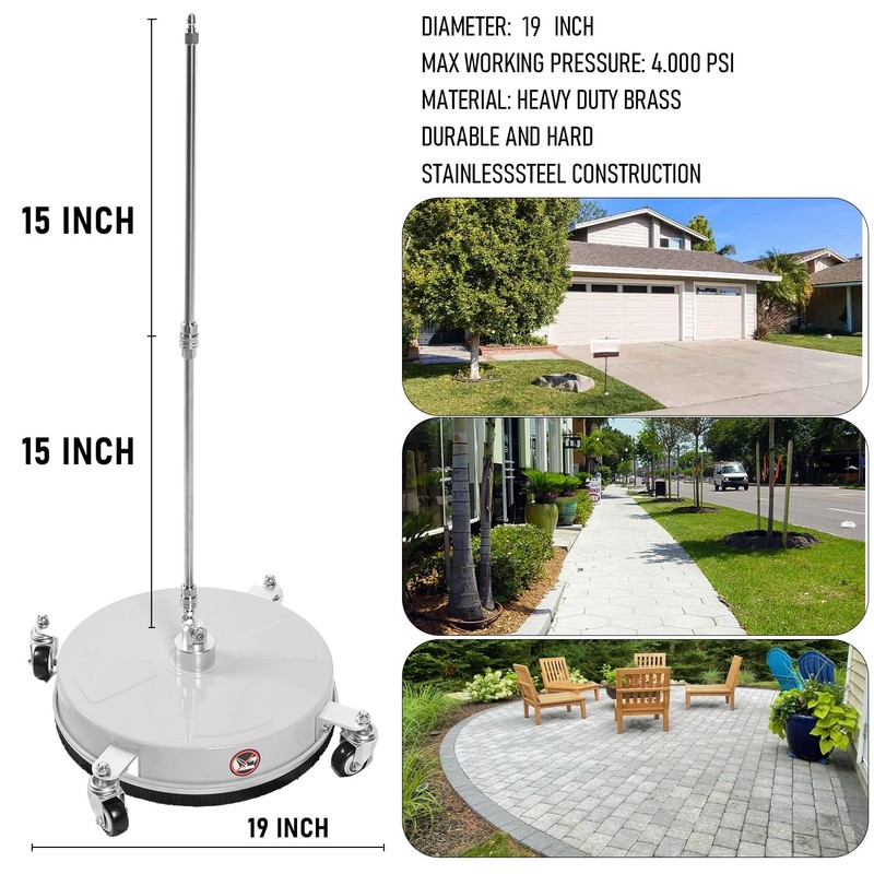 Wexo Palindrog 19" Pressure Washer Surface Cleaner with 4 Wheels,