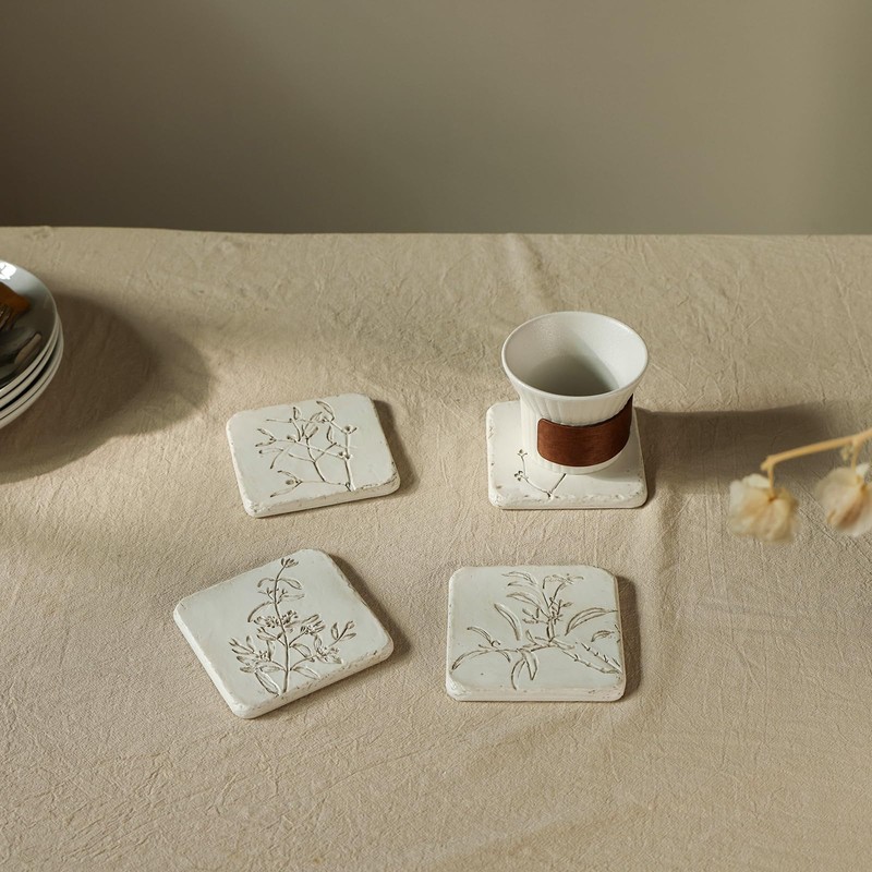 HOME PALETTE Botanical Coasters for Drinks Set of 4, 4.02
