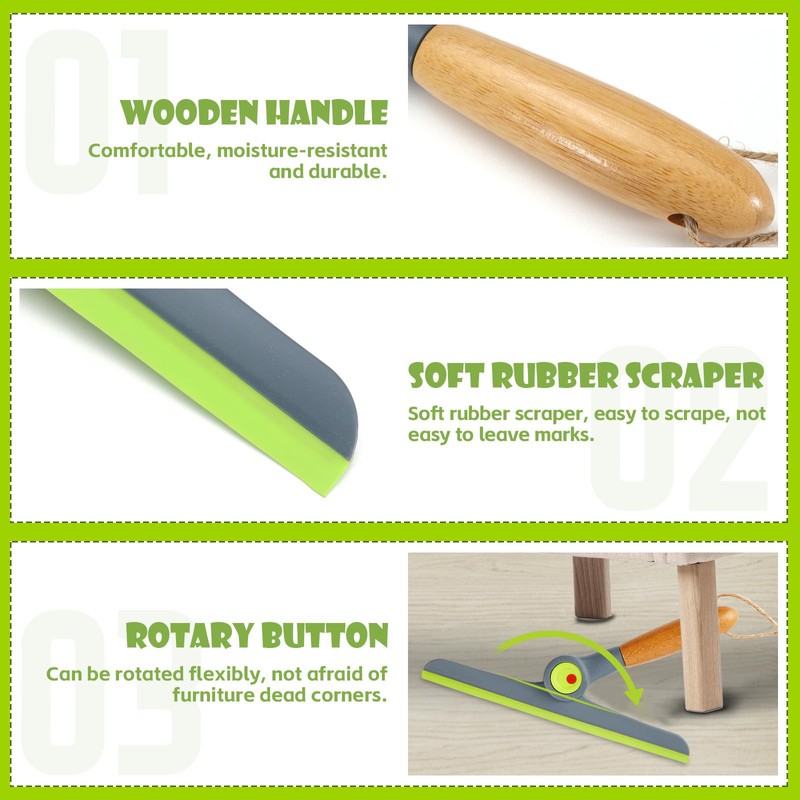 Shower Squeegee for Glass Doors, Car Window Squeegee with Wooden