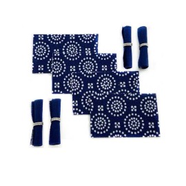 FMO Set of 4 Dollhouse Navy Blue Placemats and Napkins, Miniature Kitchen Supply