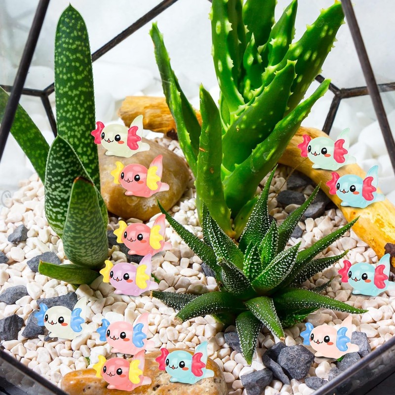 40Pieces Mini Resin Axolotl Miniature Figurine, Luminous Resin Axolotl Charm