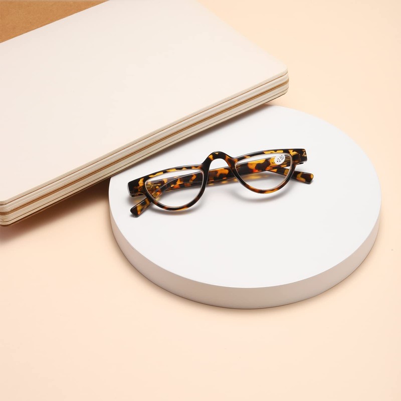 Hubeye 3 Pairs Plastic Retro Half Moon Frame Reading Glasses
