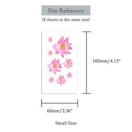 Oottati 2 Sheets Tiny Small Temporary Tattoos For Women Men Finger Hands Neck Wrist Face, Cute Long Lasting Cartoon Fake Tattoo Stickers For Kids Boys Girls Pink Lotus Flower