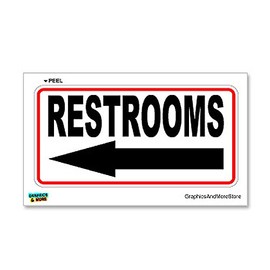 Graphics and More Restrooms Left Arrow - Customer Business Store Sign - Window Wall Sticker