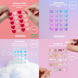 Dododots Pimple Patches bulk - Cute Acne Hydrocolloid Patch, Pimple Patches for Zit, Spot and Blemish Treatment, 192 Acne Patches, 8 Set Full Experience Bundle