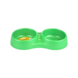 Fancy Pets Plato Plástico Doble para Perros y Gatos 16 oz, Divisiones Separadas, Ligero y Resistente, Fácil Limpieza, Colores Surtidos
