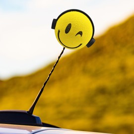 UHANBUT Earphone Car Antenna Topper, Cute EVA Vehicle Antenna Foam Ball Decoration, Easy to Find Car in The Parking Area, Universal Funny Auto Exterior Accessories for Truck SUV (Earphone)