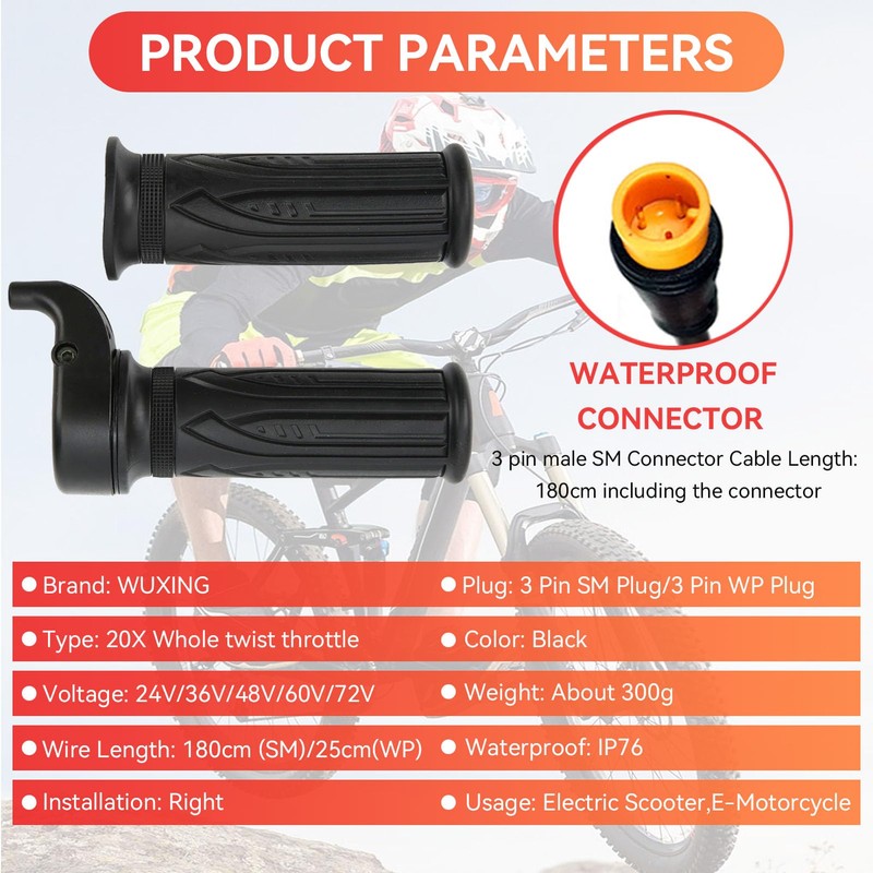 Frdhee Electric Bike 20X Full Twist Throttle, Right Handle Throttle