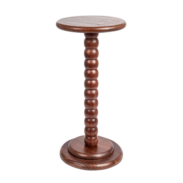 Creative Co-Op Stacked Pedestal Cocktail Side Table, Dark Chestnut