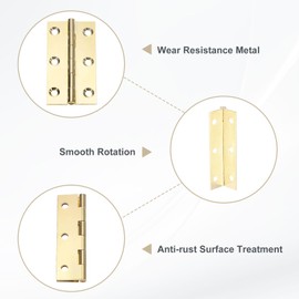 M METERXITY 8-Pack Small Door Hinges, 2.5in (63mm) Brass Interior Door Folding Butt Mini Hinges with Screw for Wooden Box/Jewelry Box/Cabinet