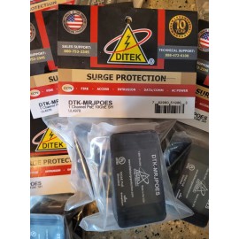 DITEK DTK-MRJPOE 1-Channel POE 10GBe NS - Ethernet Surge Protection UL - Black