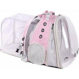 halinfer Dual Extension Pet Backpack Carrier for Large Cat and Small Puppy up to 20 Pounds, Clear Space Capsule Astronaut Transparent Bubble Window Pet Vet Travel Visit Bag