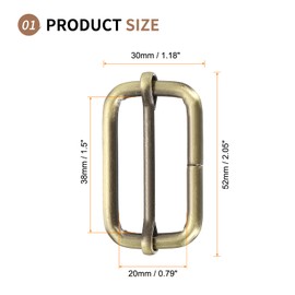 SUIKIHUM 10 Pack Metal Slide Buckle, 2 Inch Tri-Glides Buckle Strap Adjuster Rectangle Belt Buckle for Bag Purse Strap, Bronze
