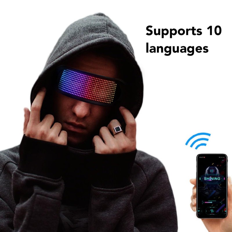 LED Smart Glasses, Full Color Glow Glasses, Bluetooth APP Control,