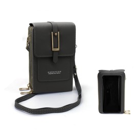 AfitLulu Small Crossbody Bag for Women, Touch Screen Crossbody Phone Bag with Multiple Compartments and Card Slots, PU Leather Small Shoulder Bag for Women with Detachable Strap (Black)