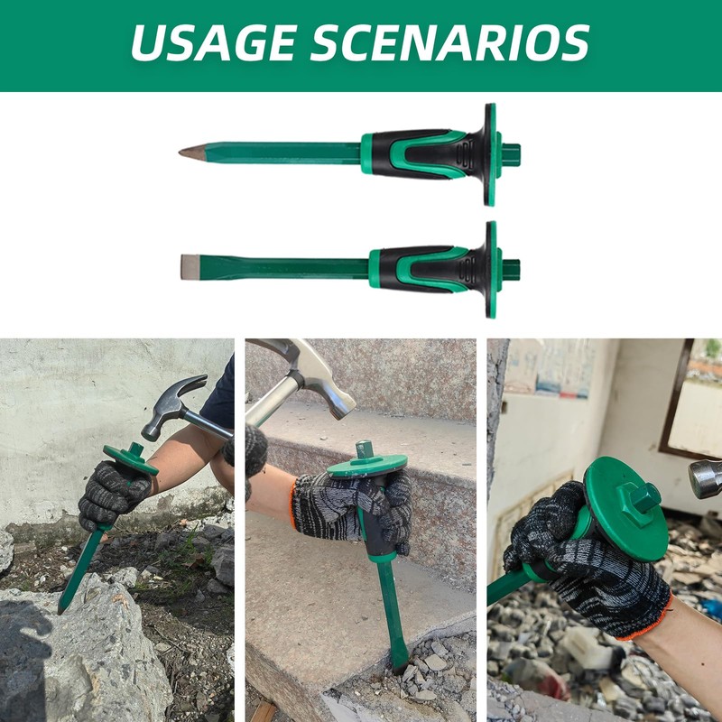 CogniForge Heavy Duty Masonry Chisel Set,12 Inch Point and Flat