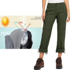Women's Hiking Pants Convertible Lightweight Quick Dry Outdoor Travel Camping Safari Pants,2192,Army,8