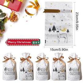 50 pieces Christmas gift bags, gift bags, candy bags, Christmas candy bags, gift bags Christmas with ribbon and drawstring, Xmas party candy pack.
